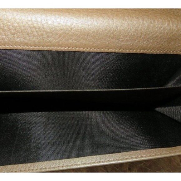 Gucci Vintage Gold Metallic Italian Leather Continental Bifold Flap Long Wallet - Picture 12 of 14